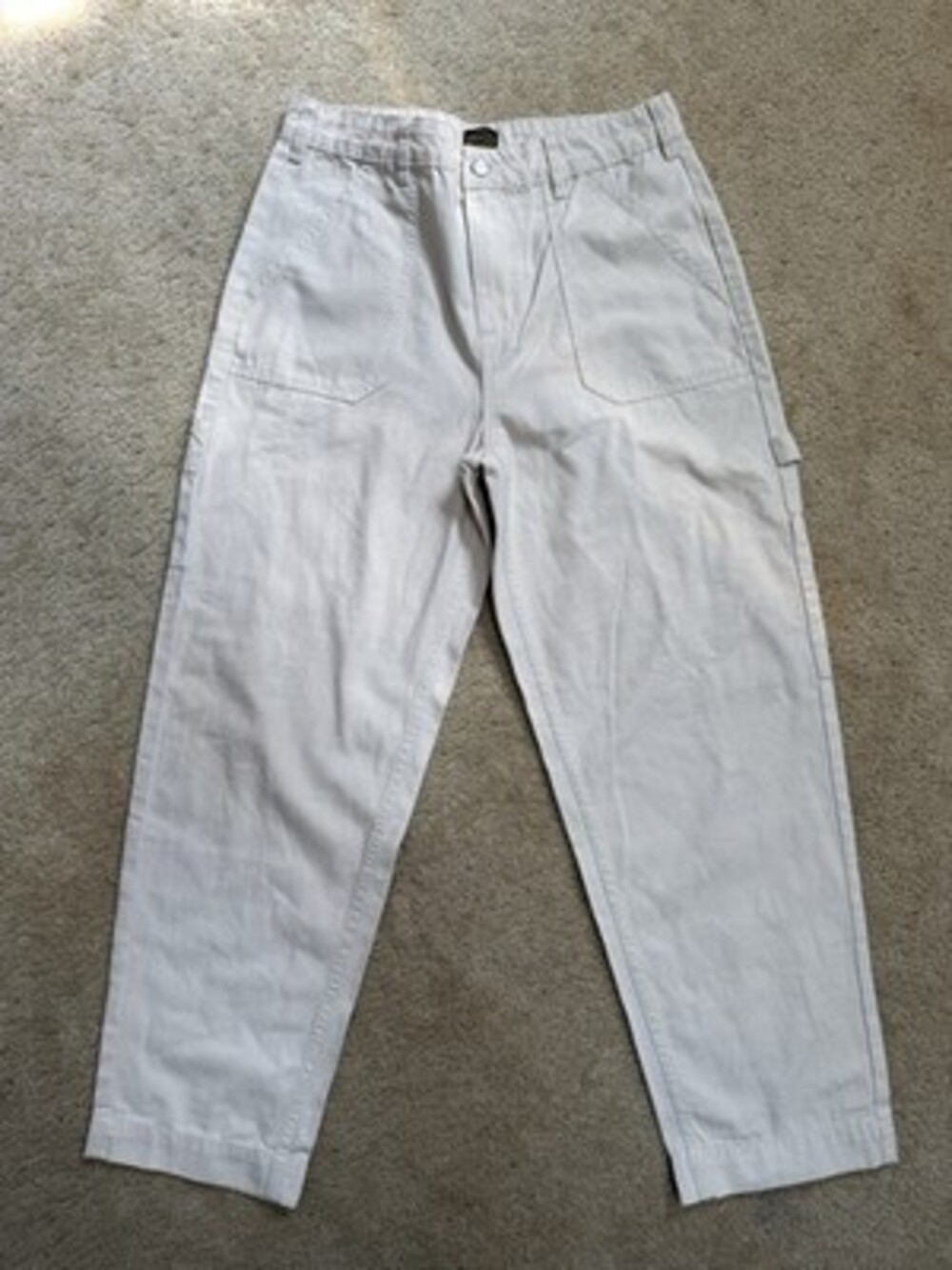 RVCA Pants Size 28 Cream Ivory Straight Americana Fit Cotton Pockets Carpenter